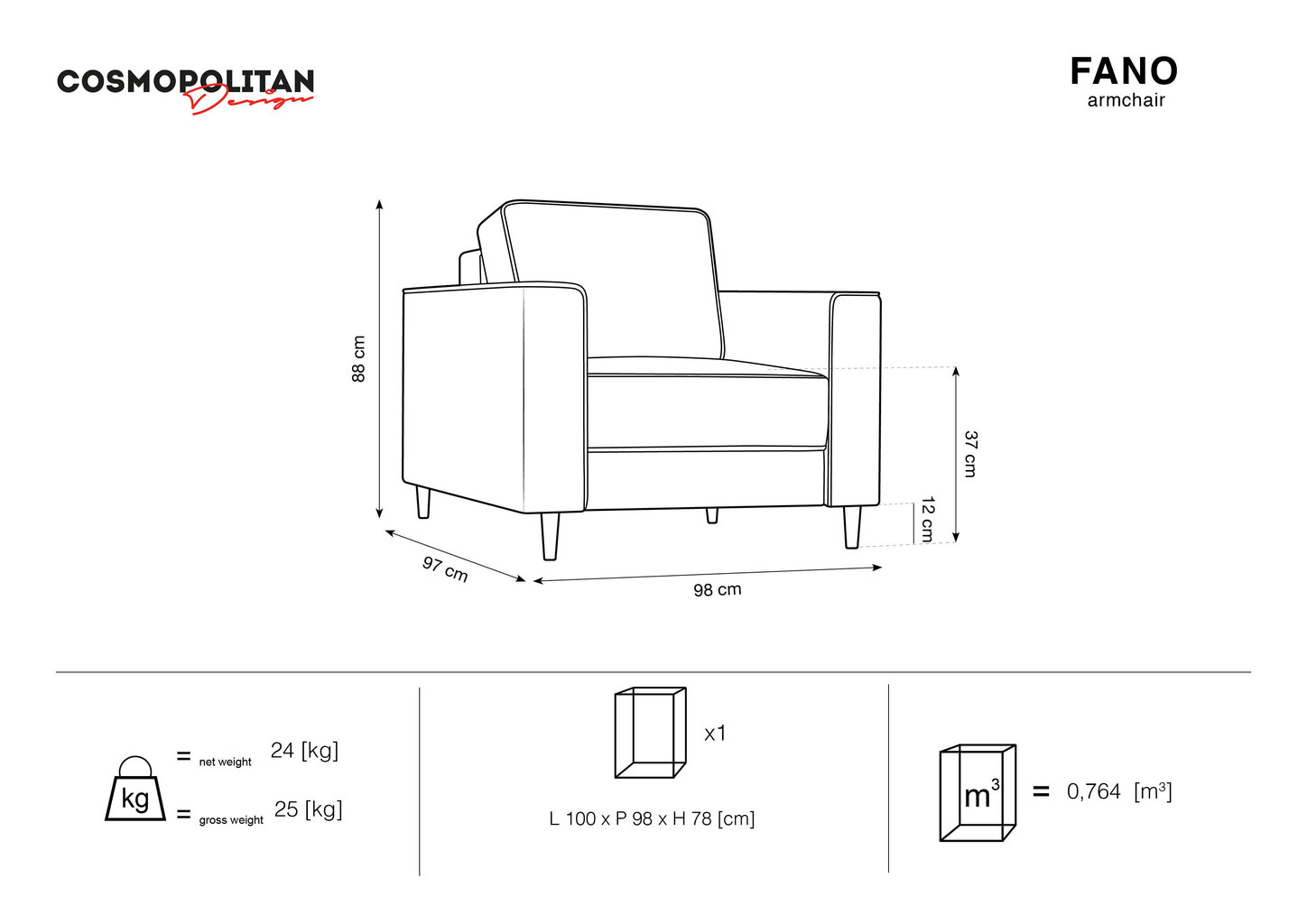 Nojatuoli Cosmopolitan Design Fano, puneinen/kulta väri hinta ja tiedot | Nojatuolit | hobbyhall.fi