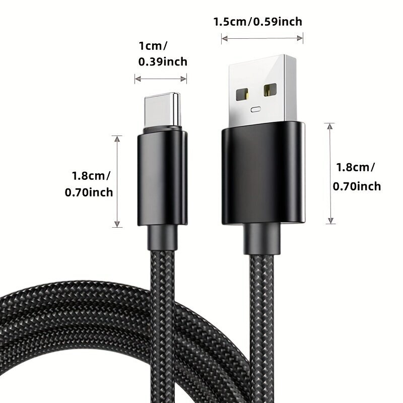 Nailoninen USB-C Kaapeli Pikalataus Tiedonsiirtokaapeli Samsung/Xiaomi/vivo/oppo/Redmi Ja Muut Laitteet. hinta ja tiedot | Kaapelit ja adapterit | hobbyhall.fi