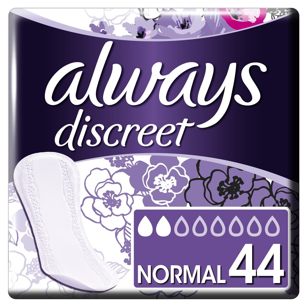 Always Discreet Normal -inkontinenssisuojat, 44 kpl hinta ja tiedot | Tamponit ja terveyssiteet | hobbyhall.fi