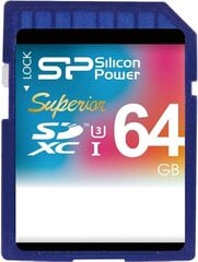 Silicon Power -muistikortti SDXC 64GB Superior UHS-I U3 hinta ja tiedot | Kameran muistikortit | hobbyhall.fi