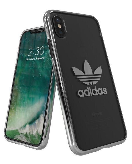 Apple iPhone X / XS suojakuori Adidas, läpinäkyvä / hopea hinta ja tiedot | Puhelimen kuoret ja kotelot | hobbyhall.fi