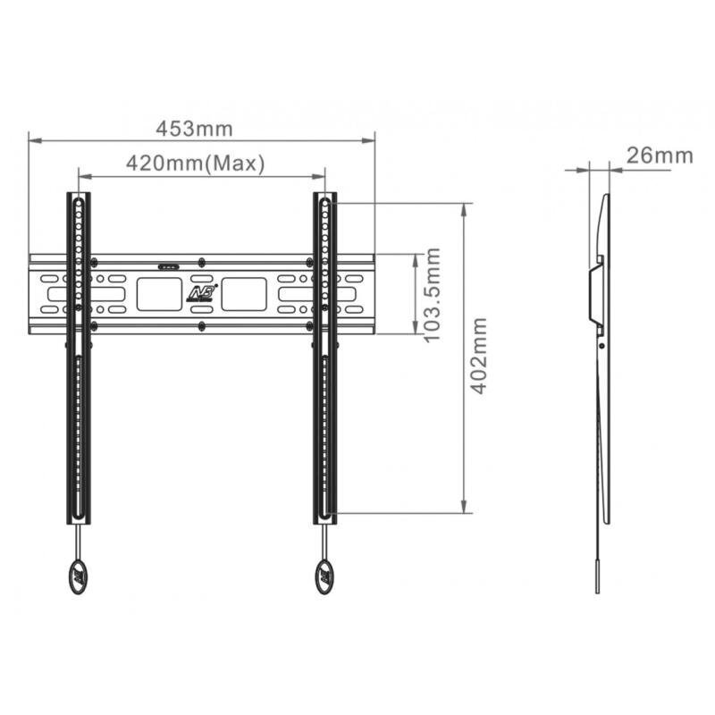 TV-teline NB C2F 32 '' - 65 '' (TV enintään 56 kg, VESA enintään 40 * 40 cm) hinta ja tiedot | TV-seinätelineet | hobbyhall.fi