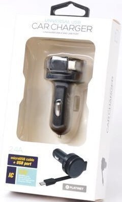 Platinet autolaturi PLCRRCC 2.4A USB + Micro USB kaapeli, musta hinta ja tiedot | Puhelimen laturit | hobbyhall.fi