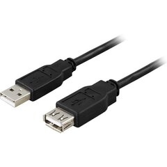 USB-kaapeli Deltaco USB2-11S, USB 2.0 A uros - Naaras, 0,5 m hinta ja tiedot | Kaapelit ja adapterit | hobbyhall.fi