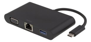 USB-keskitin Deltaco USBC-1268, USB C - USB A / VGA / RJ45 hinta ja tiedot | Adapterit | hobbyhall.fi