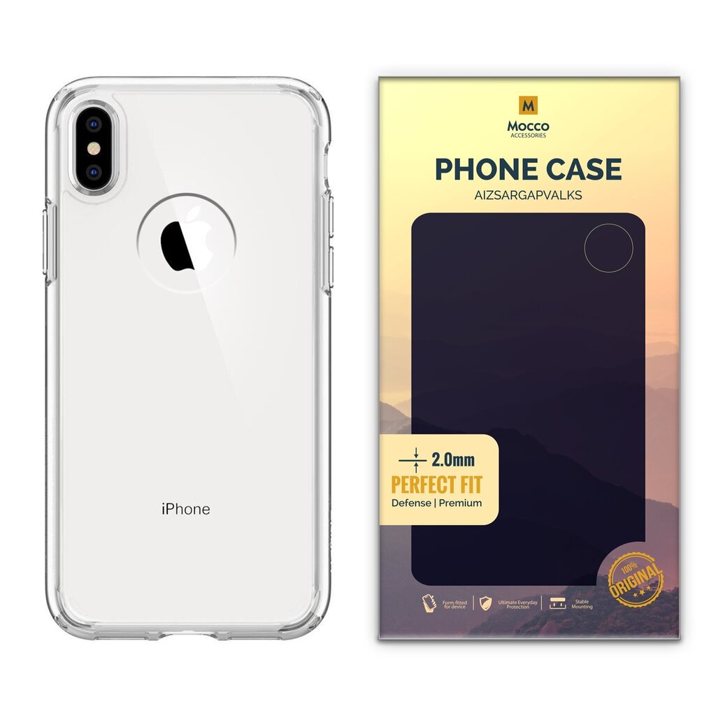 Mocco Original 2 mm kotelo Apple iPhone XS Maxille, läpinäkyvä (EU Blister) hinta ja tiedot | Puhelimen kuoret ja kotelot | hobbyhall.fi