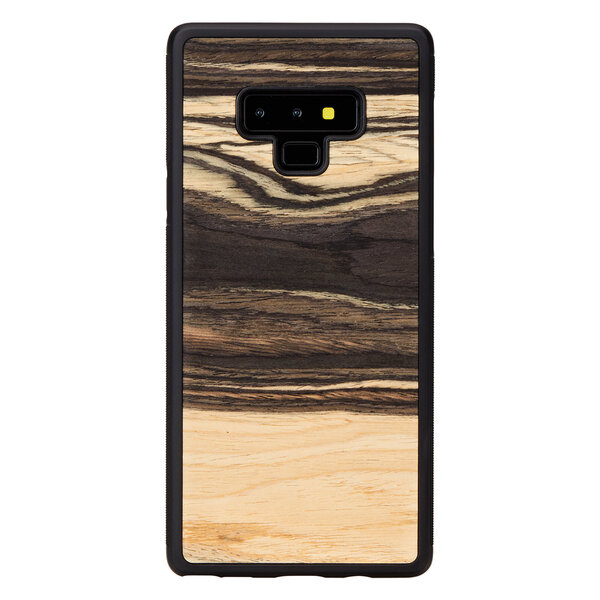 Man & Wood suojakuori Samsung Galaxy Note 9:lle, valkoinen eebenpuu, musta