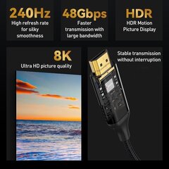 Yesido HM11 HDMI2.1 x HDMI2.1 8K, 1,8m hinta ja tiedot | Kaapelit ja adapterit | hobbyhall.fi