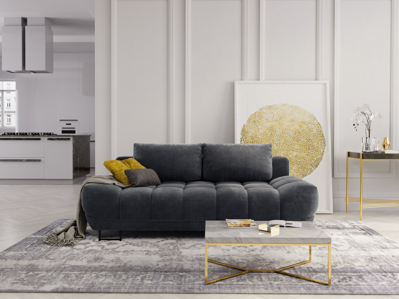 Windsor ja Co Cirrus, velour, tummanharmaa 3 hengen sohva hinta ja tiedot | Sohvat ja vuodesohvat | hobbyhall.fi