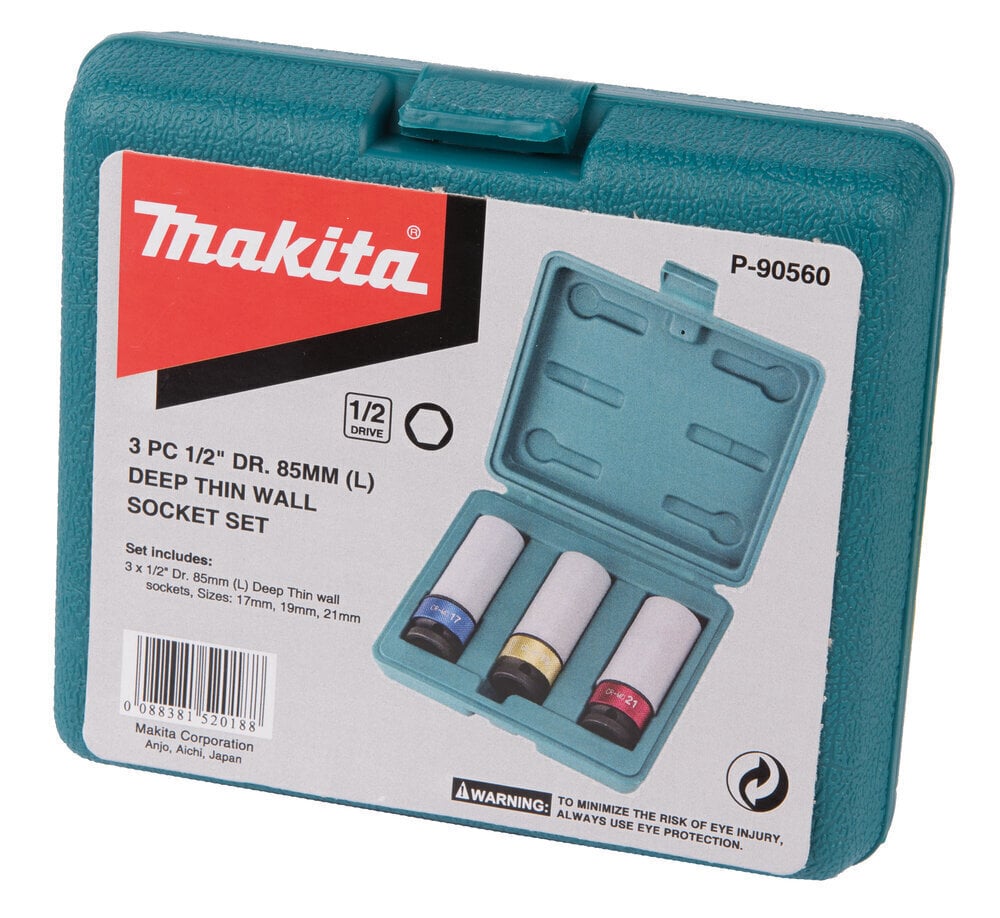 P-90560 Voimahylsylajitelma 1/2" 3-osaa Makita hinta ja tiedot | Käsityökalut | hobbyhall.fi