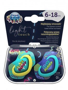 Symmetrinen silikonitutti Canpol Babies Neon Love, 6-18kk, 2 kpl, 22/653, sininen hinta ja tiedot | Tutit | hobbyhall.fi