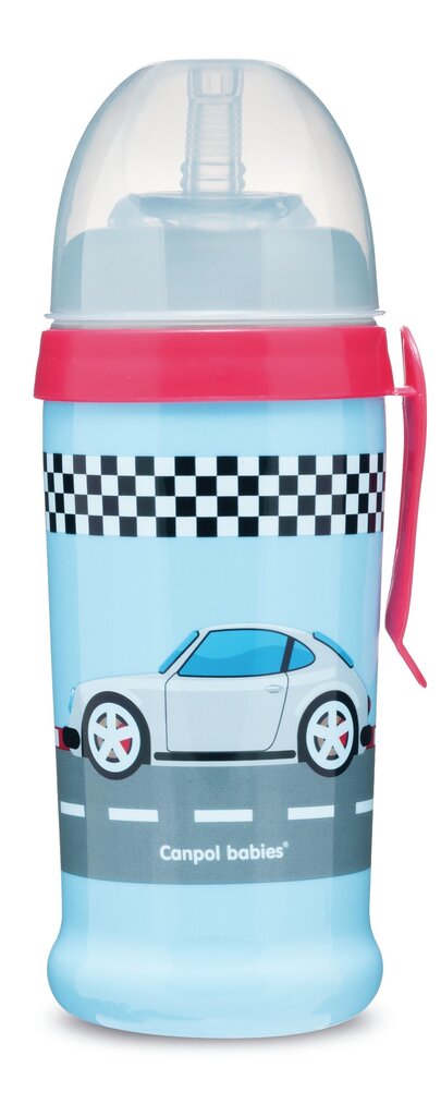 Urheilullinen vuotamaton pullo pillillä Canpol Babies Racing Cars, 56/516, tummansininen hinta ja tiedot | Tuttipullot ja tarvikkeet | hobbyhall.fi