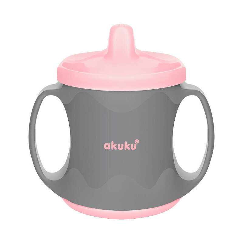 Akuku nokkapullo, 200 ml, 4+ kuukautta, vaaleanpunainen / harmaa, A0523 hinta ja tiedot | Tuttipullot ja tarvikkeet | hobbyhall.fi