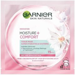 Rauhoittava kangasnaamio Garnier Kosteus + Comfort 32 g, SA28GR C91 hinta ja tiedot | Kasvonaamiot ja silmänalusaamiot | hobbyhall.fi