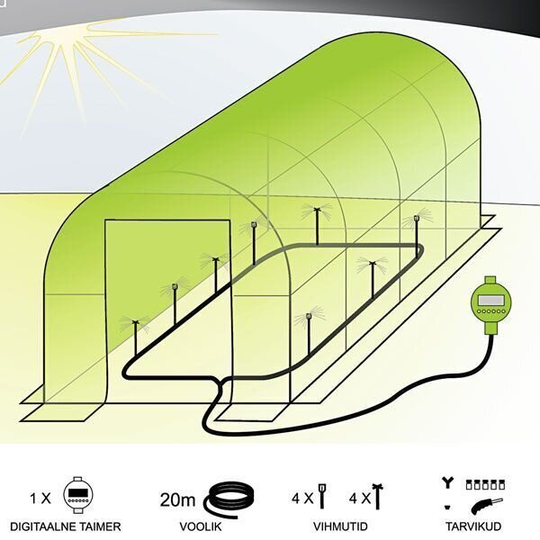 Easy-Up kaareva kasvihuone 3 x 6m + lahjaksi Kastelujärjestelmä hinta ja tiedot | Kasvihuoneet | hobbyhall.fi