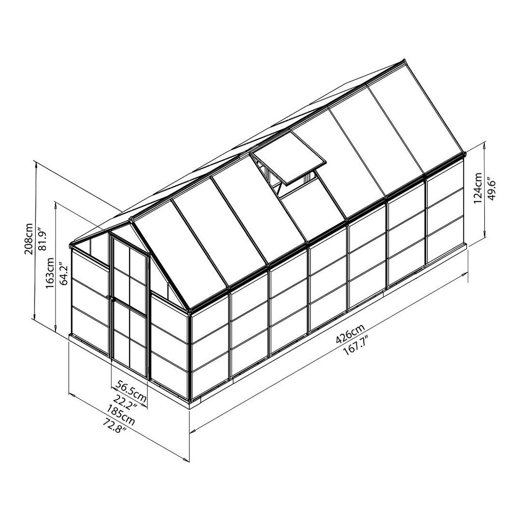 Hybridikasvihuone 7,88 m² alumiinirungolla hinta ja tiedot | Kasvihuoneet | hobbyhall.fi