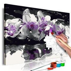 DIY kangas maalaus - Purple Orchid (Black Background & Reflection In The Water) hinta ja tiedot | Maalaa numeroiden mukaan | hobbyhall.fi