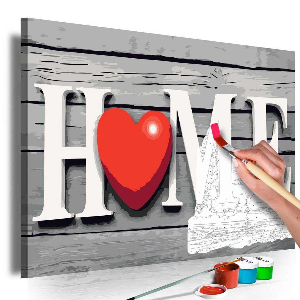 DIY kangas maalaus - Home with Red Heart 60x40 hinta ja tiedot | Maalaa numeroiden mukaan | hobbyhall.fi