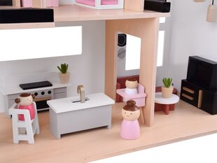 Moderni puinen loft-tyylinen nukkekoti kalusteilla hinta ja tiedot | Tyttöjen lelut | hobbyhall.fi