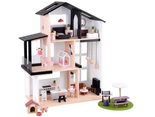 Moderni puinen loft-tyylinen nukkekoti kalusteilla hinta ja tiedot | Tyttöjen lelut | hobbyhall.fi