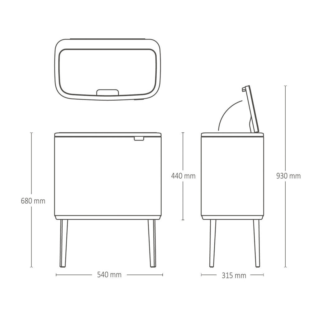 Brabantia Bo Touch Bin roska-astia 11 + 23L, Matt Black hinta ja tiedot | Roska-astiat | hobbyhall.fi