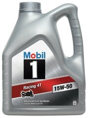 Mobil 1 Racing Moottoripyörän moottoriöljy 4T 15W-50, 4L hinta ja tiedot | Moottoriöljyt moottoripyörille | hobbyhall.fi