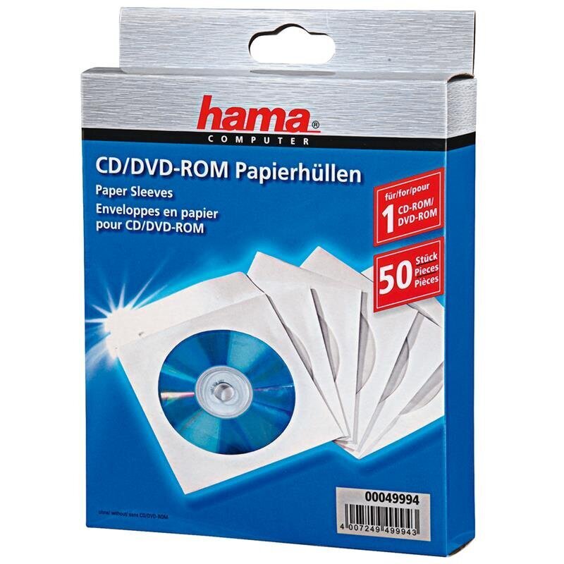 Hama CD/DVD-paperiholkit (50 kpl) hinta ja tiedot | Vinyylilevyt, CD-levyt, DVD-levyt | hobbyhall.fi