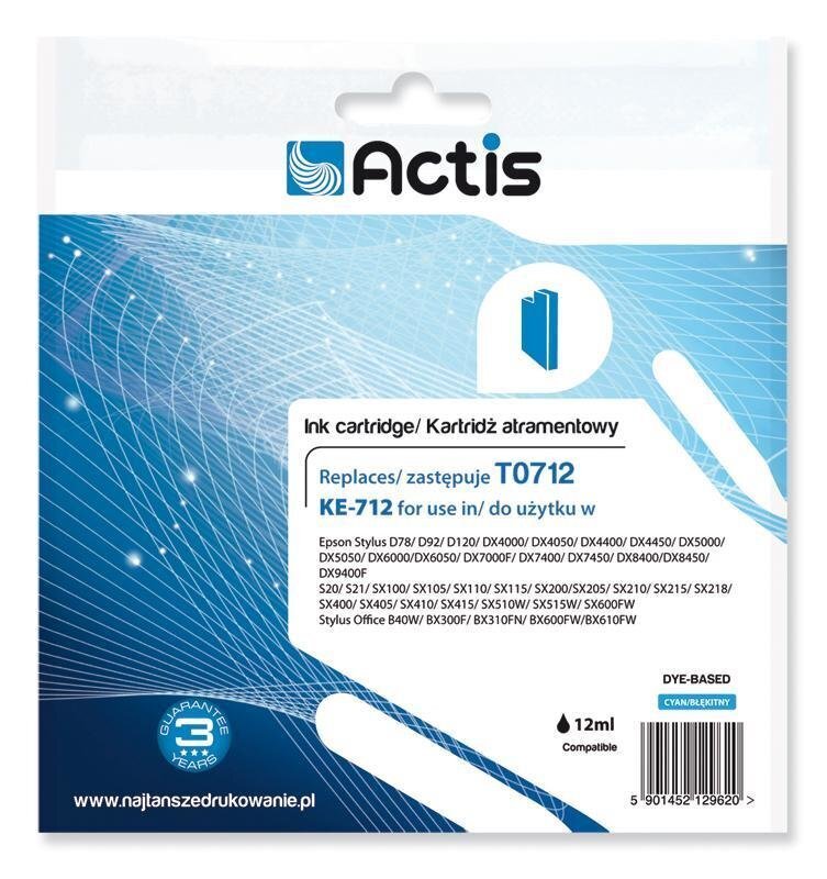 Actis ink Epson T0712 Cyan hinta ja tiedot | Mustekasetit | hobbyhall.fi