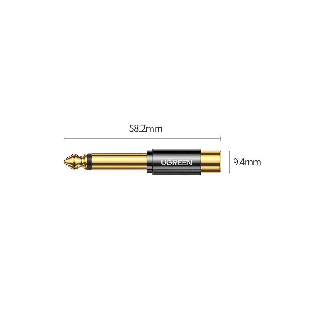 Ugreen sovitin 6,35 mm: n liittimestä (uros) - RCA (naaras) kultainen (AV169) hinta ja tiedot | Puhelinkaapelit | hobbyhall.fi