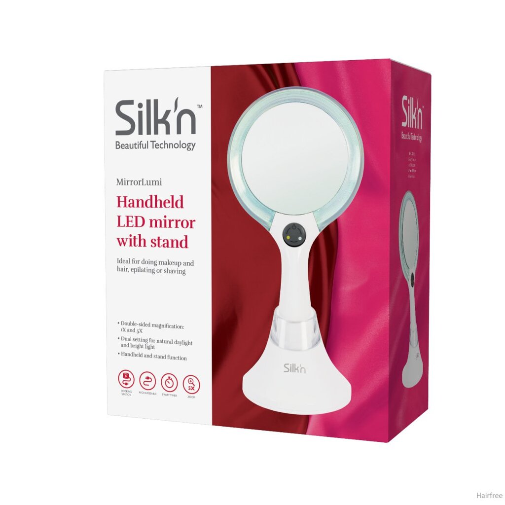 Valaistu peili Silk'n Mirror Snow suurennuslasilla (x1/x5) hinta ja tiedot | Kosmetiikkalaukut ja peilit | hobbyhall.fi