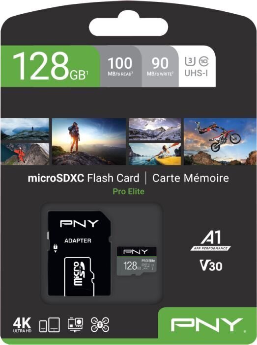 PNY microSD -kortti, 128 Gt hinta ja tiedot | Puhelimen muistikortit | hobbyhall.fi