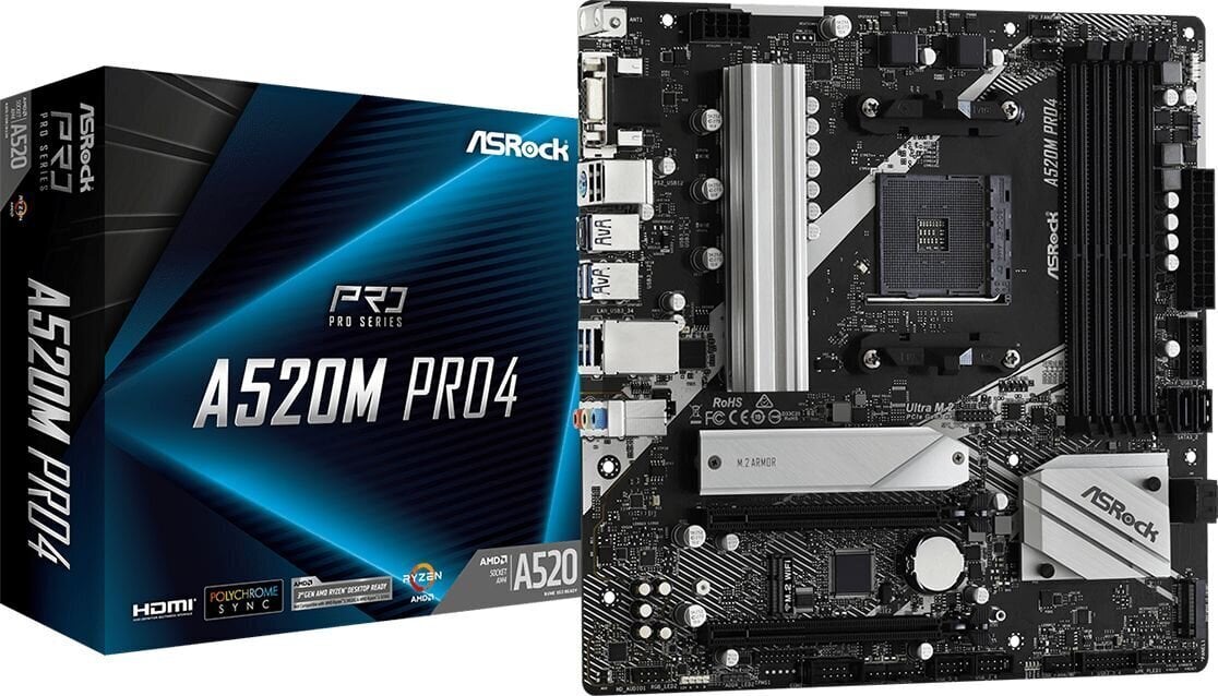 ASRock A520M PRO4 hinta ja tiedot | Emolevyt | hobbyhall.fi