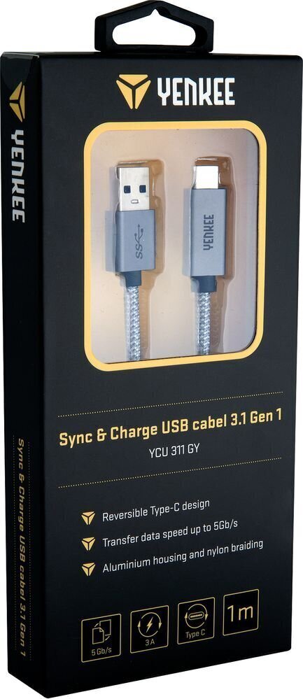 Yenkee 35052238, USB - USB-C, 1 m hinta ja tiedot | Puhelinkaapelit | hobbyhall.fi