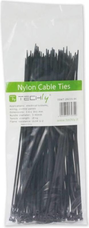 Techly Nylon nippusiteet 100 x 2,5 mm 100 kpl, musta (306356) hinta ja tiedot | Kiinnitystarvikkeet | hobbyhall.fi