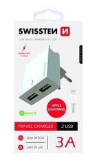 Swissten Premium Travel Charger USB 3А / 15W With Lightning (MD818) Cable 120 cm White hinta ja tiedot | Puhelimen laturit | hobbyhall.fi