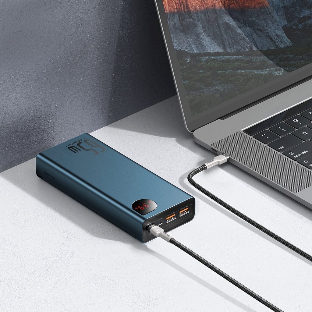 Baseus Adaman Metal Power Bank 20000mAh PD QC 3.0 65W 2xUSB + USB-C + micro USB (sininen) hinta ja tiedot | Varavirtalähteet | hobbyhall.fi