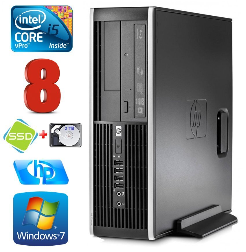 HP 8100 Elite SFF i5-650 8GB 120SSD + 2TB DVD WIN7Pro hinta ja tiedot | Pöytätietokoneet | hobbyhall.fi