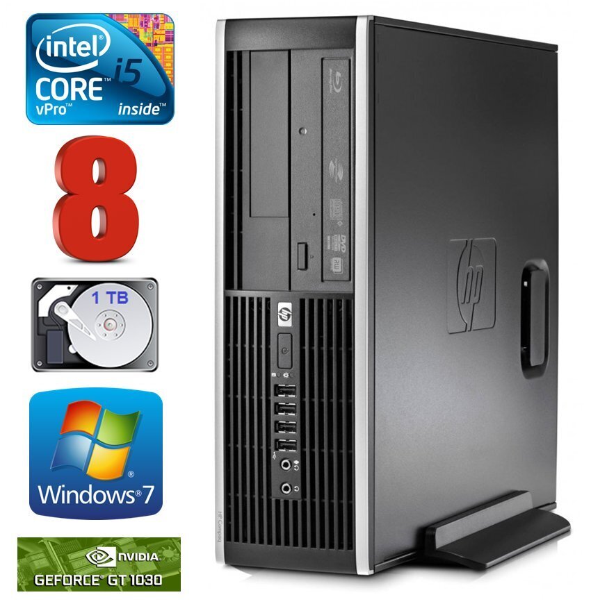 HP 8100 Elite SFF i5-650 8GB 1TB GT1030 2GB DVD WIN7Pro hinta ja tiedot | Pöytätietokoneet | hobbyhall.fi