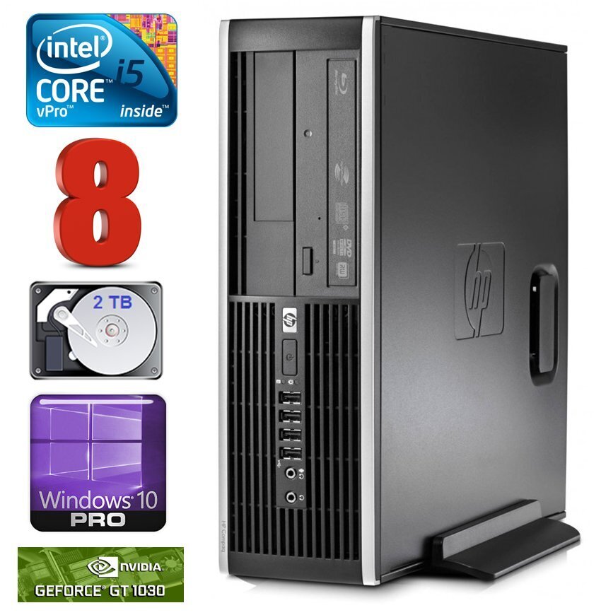 HP 8100 Elite SFF i5-650 8GB 2TB GT1030 2GB DVD WIN10Pro hinta ja tiedot | Pöytätietokoneet | hobbyhall.fi