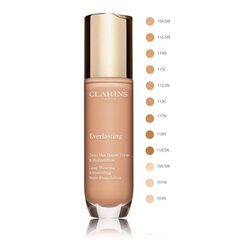 Clarins Everlasting Foundation meikkivoide 30 ml, 108,3N Organza, 112.5W hinta ja tiedot | Meikkivoiteet ja puuterit | hobbyhall.fi