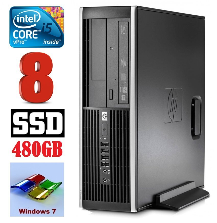 HP 8100 Elite SFF i5-650 8GB 480SSD DVD WIN7Pro hinta ja tiedot | Pöytätietokoneet | hobbyhall.fi