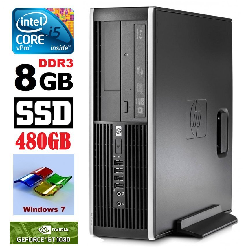 HP 8100 Elite SFF i5-650 8GB 480SSD GT1030 2GB DVD WIN7Pro hinta ja tiedot | Pöytätietokoneet | hobbyhall.fi