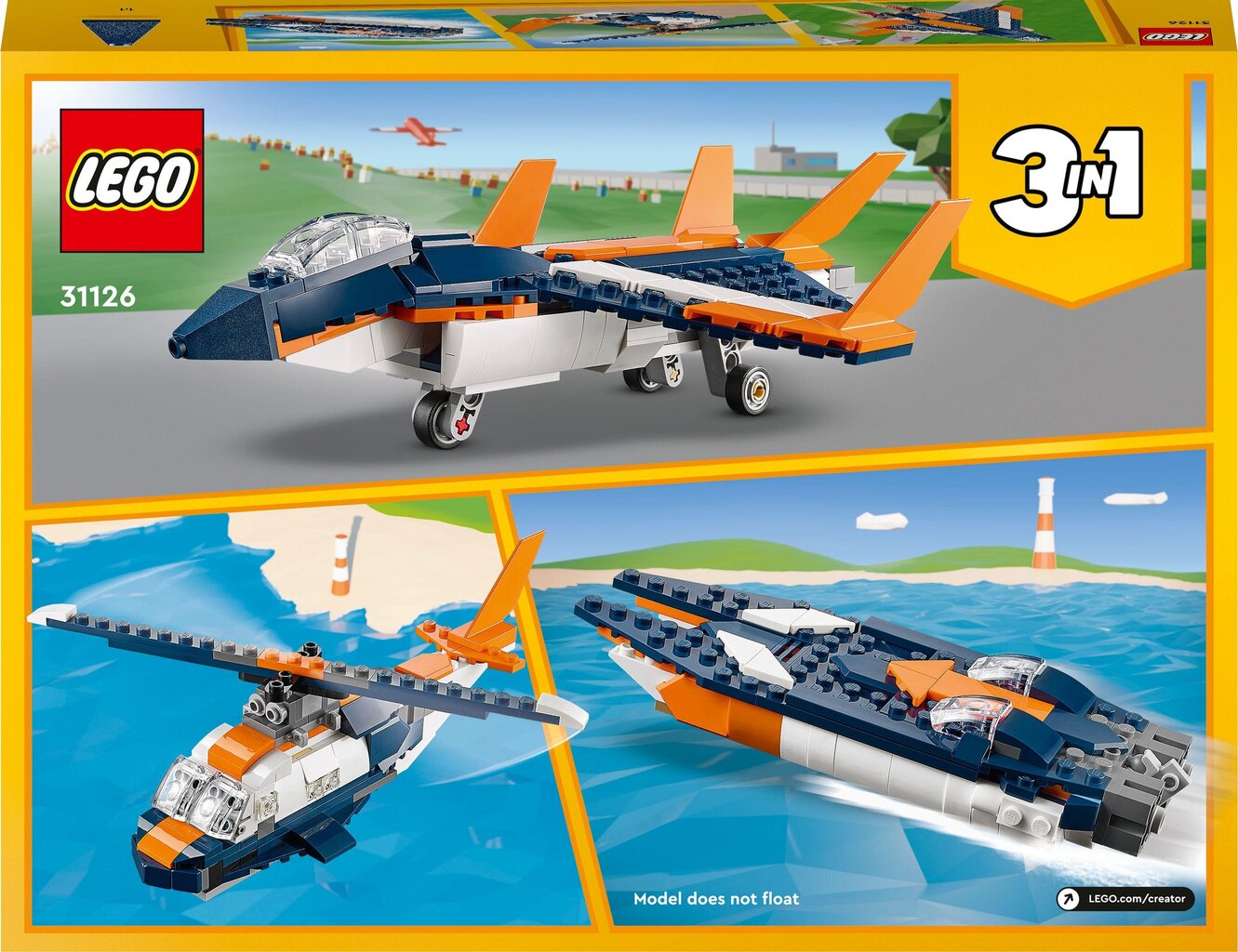 31126 LEGO® Creator Supersonic lentokone hinta ja tiedot | LEGOT ja rakennuslelut | hobbyhall.fi