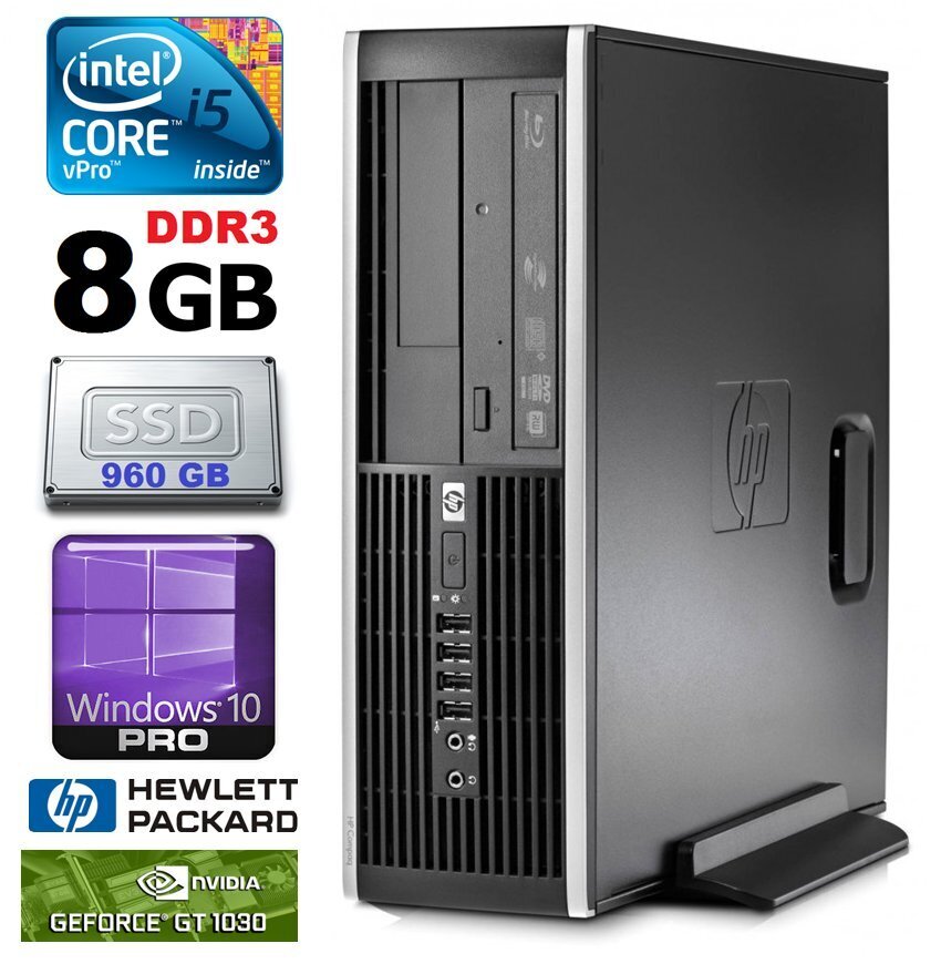 HP 8100 Elite SFF i5-650 8GB 960SSD GT1030 2GB DVD WIN10Pro hinta ja tiedot | Pöytätietokoneet | hobbyhall.fi