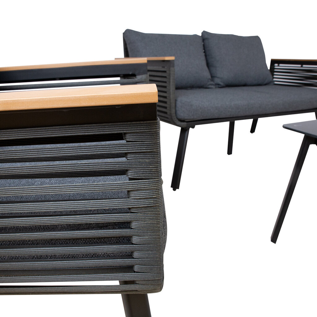 Puutarhakalustesetti MALAGA pöytä, sohva ja 2 tuolia, musta hinta ja tiedot | Puutarhakalusteet | hobbyhall.fi