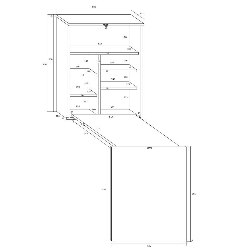 Säädettävä seinähyllypöytä Hide, valkoinen hinta ja tiedot | Hyllyt | hobbyhall.fi