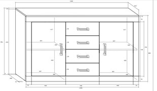 Lipasto Verin 2D4S, vaalea tammi / tumma tammi hinta ja tiedot | Lipastot | hobbyhall.fi