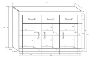 Lipasto Verin 3D3S, vaalea tammi / tumma tammi hinta ja tiedot | Lipastot | hobbyhall.fi