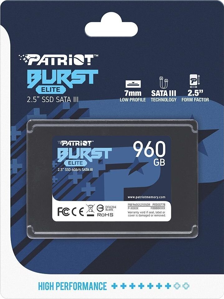 Patriot PBE960GS25SSDR hinta ja tiedot | Kovalevyt | hobbyhall.fi