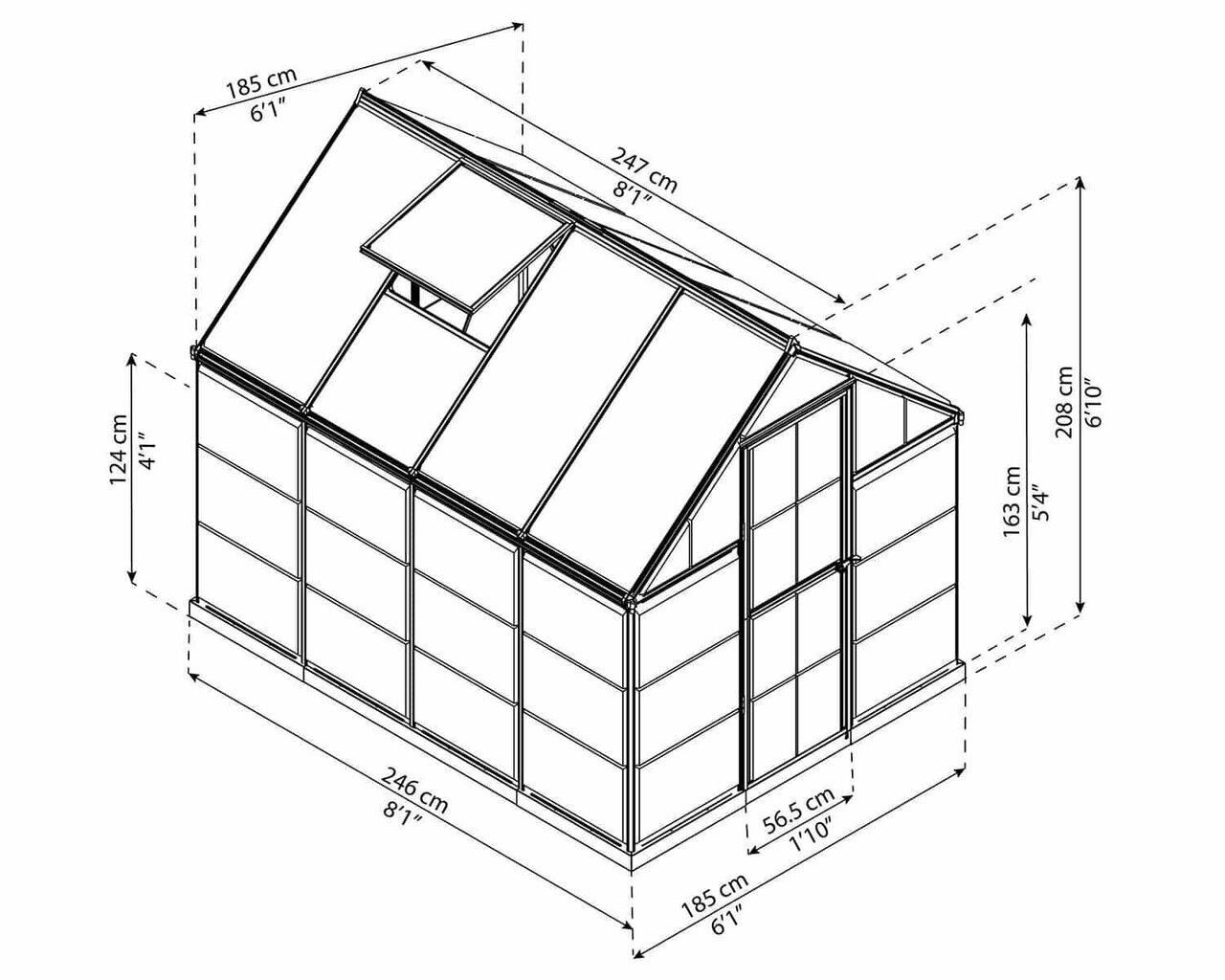 Kasvihuone 4,6 m2 + automaattinen kattoikkunan avaus hinta ja tiedot | Kasvihuoneet | hobbyhall.fi